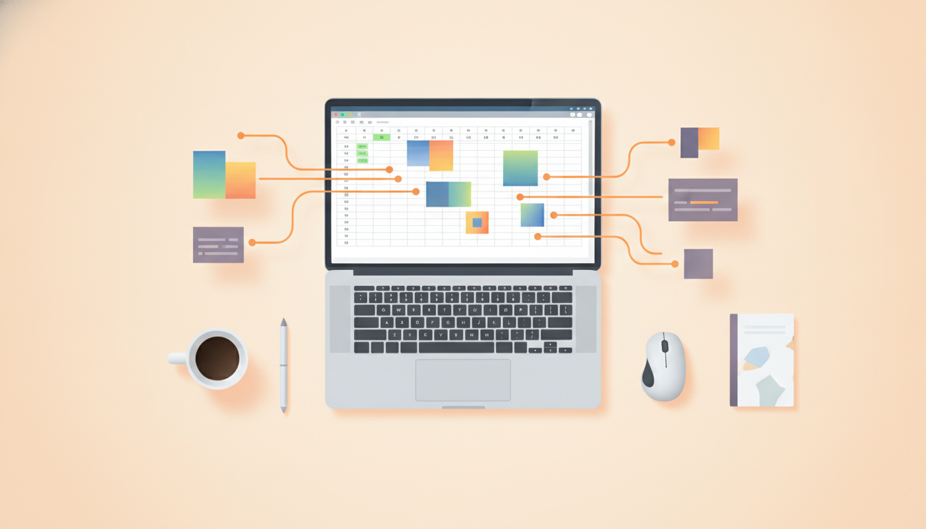 Ilustrasi macro VBA Excel yang mengotomatisasi pekerjaan spreadsheet dengan bantuan AI